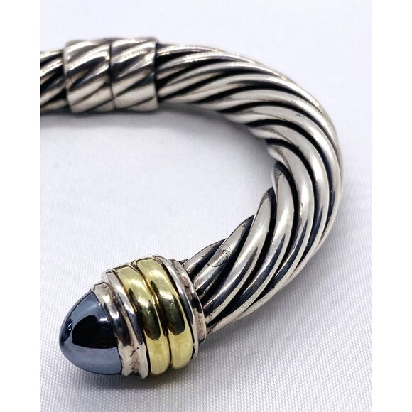 David Yurman Sterling Silver 925 14K 585 Hematite 6.25" - Picture 9 of 9